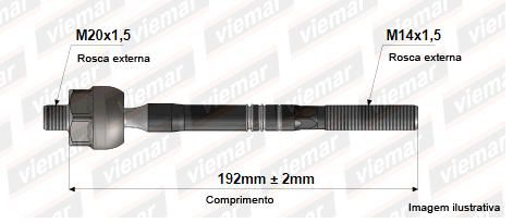 Barra Axial Direção - Picanto 1.0 12v 2011 a 2017 - (20 x 1,5 mm -14 x 1,5 mm -192 mm )