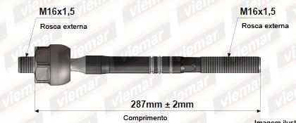 Barra Axial Direção - Audi Q7 3.0 24v V6 - 4.2 32v V8 2006 a 2015 -( 16 x 1,5 mm -16 x 1,5 mm -287 mm )