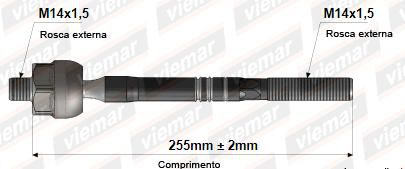 Barra Axial Direção - Clio 1.0 8v/16v - 1.6 16v 2000 a 2009 - (14 x 1,5 mm -14 x 1,5 mm -255 mm )
