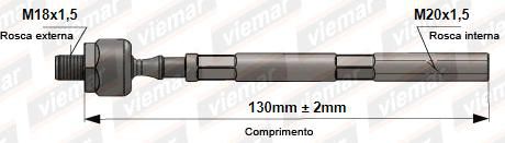 Barra Axial Direção - Hilux SW4 2.4/2.7 16v - 2.8/3.0 V6 - 3.4 24v 1995 a 2004 - ( 18 x 1,5 mm-20 x 1,5 mm-130 mm )