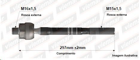 Barra Axial Direção - Cronos 1.3/1.8 8V/16v após 2018... - (16 x 1,5 mm  - 15 x 1,5 mm - 297 mm )