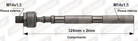 Barra Axial Direção - Citroen C4 Pallas 2.0 16v 2004 a 2012 - (14 x 1,5 mm -14 x 1,5 mm -324 mm )