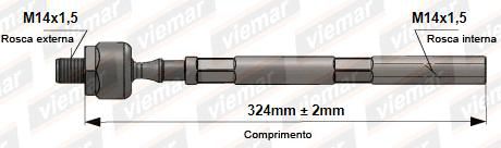 Barra Axial Direção - Citroen C4 VTR 2.0 16v 2004 a 2009 - (14 x 1,5 mm - 14 x 1,5 mm - 324 mm )