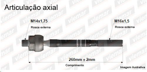 Barra Axial Direção - Uno Novo 1.0/1.4 8v após 2018... - (14 x 1,75 mm-16 x 1,5 mm -260 mm )