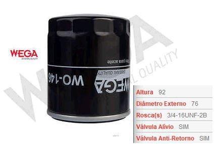 Filtro Óleo Motor - Wega - Duna 1.6 8v 1994 a 1995