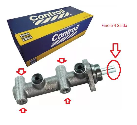 Cilindro Mestre de Freio - Gol 1.0/1.6/1.8/2.0 8v - CHT / AP 1982 a 2002 - 4 Saida Ponta Fina - S/ABS