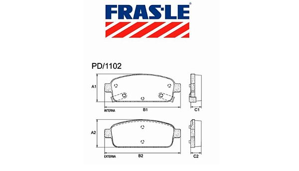 Jogo Pastilha Freio Traseiro - Frasle - Cruze 1.8 16v 2011 a 2016