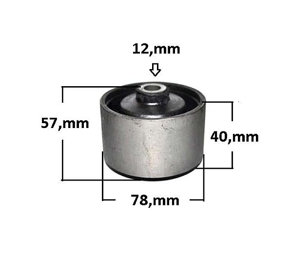 Refil/Bucha Coxim Motor/Câmbio - Jahu - Corolla 1.6/1.8 16v 2002 a 2008 - 78mm / 12mm