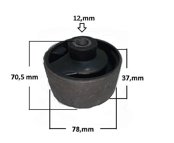 Refil/Bucha Coxim Motor Traseiro Inferior - Jahu - Corolla 1.8 16v 2001 a 2008 -  79mm / 12mm