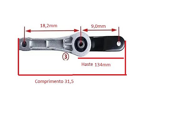 Limitador Torção Coxim Câmbio Traseiro - Jahu - Golf 1.6 8v 2005 a 2013 - Haste Menor