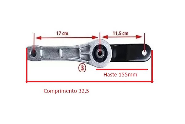 Limitador Torção Coxim Câmbio Traseiro - Jahu - Fusca 2.0 16v 2011 a 2019 - Haste Maior