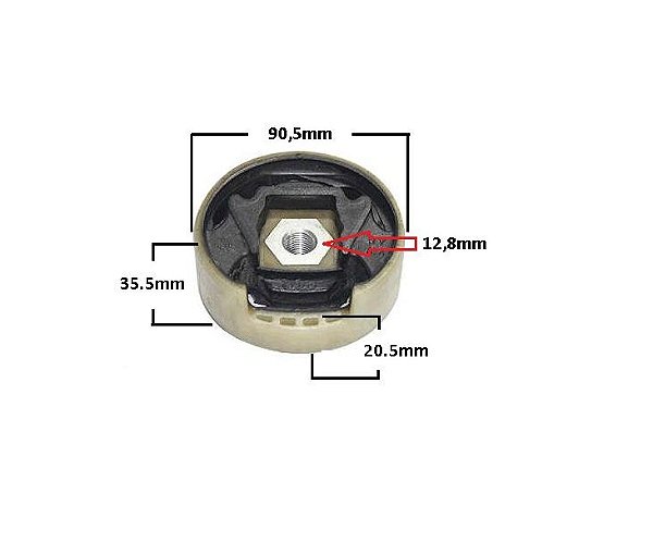 Bucha Coxim Câmbio Traseiro - Jahu - Audi A3 Sportback 2.0 16v 2005 a 2013 - C/Rosca