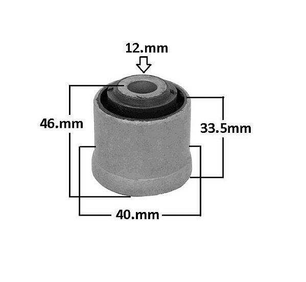 Bucha Bandeja Dianteira - Clio I 1.0/1.6 8v 1991 a 1998 - P/Traseira - C/Resalto - furo - 12,20mm