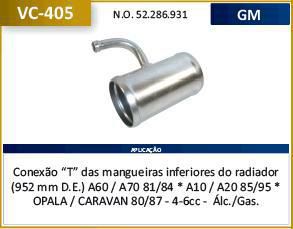 Tubo Dagua Refrigeração - Valclei - Opala 2.5/4.1 - 4/6 Cilindro 1988 a 1992 - Mangueira Radiador