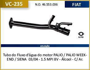 Tubo Dagua Refrigeração - Palio 1.5 8v - MPI 2003 a 2004