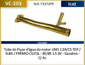 Tubo Dagua Refrigeração - Premio 1.5 8v - CS/CSL 1985 a 1989