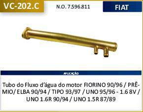 Tubo Dagua Refrigeração - Fiorino PICK-UP 1.6 8v - LX 1990 a 1996