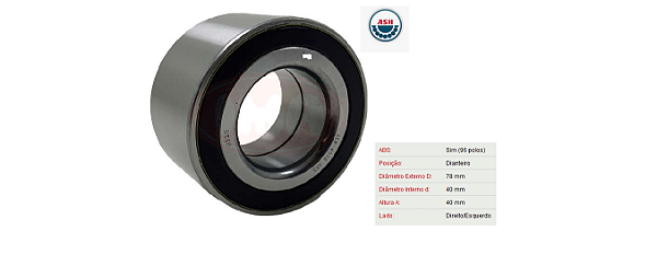 Rolamento Roda Dianteira - Prisma 1.0/1.4 8v 2012 a 2020 - C/ABS