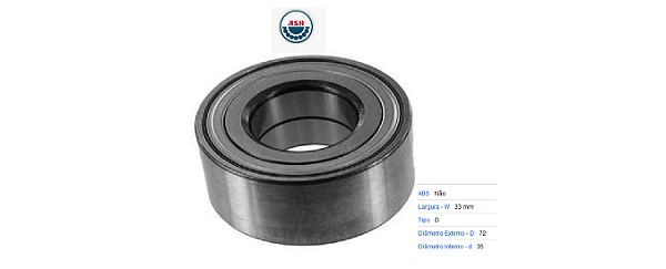 Rolamento Roda Dianteira - Peugeot 306 1.0/1.4 8v 1997 a 2001 - S/ABS