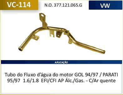 Tubo Dagua Refrigeração - Gol 1.6 8v AP - CFI 1994 a 1996