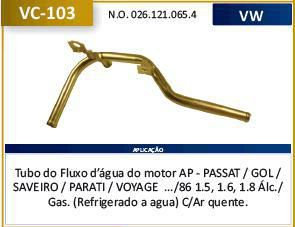 Tubo Dagua Refrigeração - Saveiro 1.8 8v AP - EFI 1982 a 1986