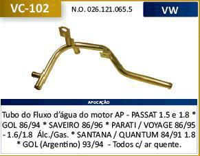 Tubo Dagua Refrigeração - Parati 1.5 8v 1986 a 1989