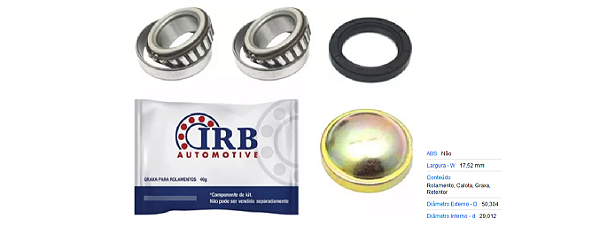 Kit Rolamento Roda Traseira - Logus 1.8/2.0 8v 1993 a 1997