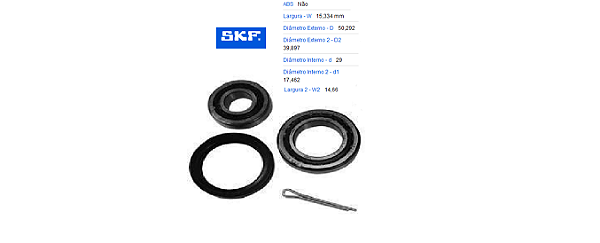 Kit Rolamento Roda Traseira - Escort 1.6/1.8/2.0 8v 1994 a 1996