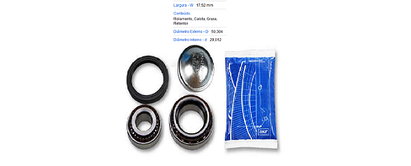 Kit Rolamento Roda Traseira - Pointer 1.8/2.0 8v 1993 a 1996 S/ABS Int 29,012 Ext 50,304 Larg 17,52mm