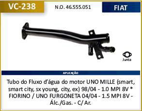 Tubo Dagua Refrigeração - Uno Mille 1.0 8v MPI - Smart / City 2000 a 2001