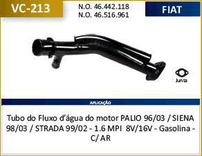 Tubo Dagua Refrigeração - Siena 1.6 16v MPI - EL /HL /SPORT / STILE 1998 a 1998