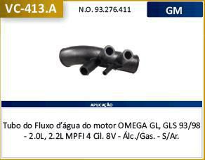 Tubo Dagua Refrigeração - Omega 2.0/2.2 8v - 4 Cilindro 1993 a 1998