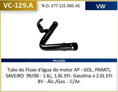 Tubo Dagua Refrigeração - Valclei - Parati 2.0 8v AP - EFI 1999 a 2002