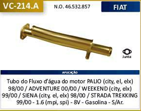 Tubo Dagua Refrigeração - Palio 1.0 8v SPI - CITY 1999 a 1999