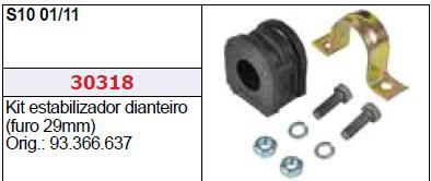Kit Barra Estabilizador Dianteiro - S10 2.4 8v - 2.8 12v 2001 a 2011 - 29mm