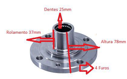 Cubo Roda Dianteiro - Palio 1.6/1.8 8v/16v 2006 a 2020 - S/ABS - 4 Furos / 25 Estrias