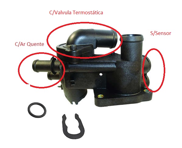 Válvula Termostática e Carcaça/Cavalete - Parati 1.0 8v/16v 1997 a 2004 - Com AR Quente