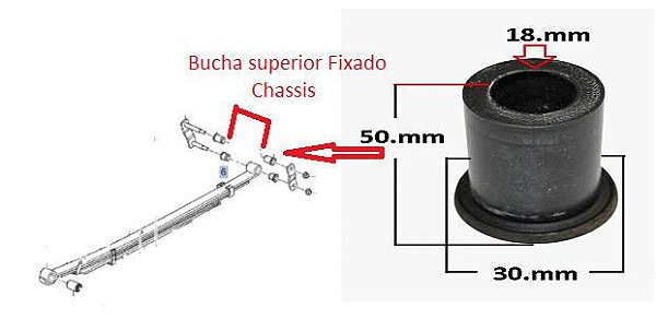 Bucha Suspensão Feixe Mola Traseira Superior - Trailblazer 3.6 24v após 2012... - Chassis - Jumelo Grande