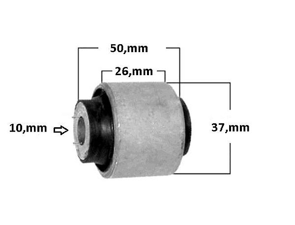 Bucha Suspensão Braço Traseiro Liga Braço Transversal - Civic 1.6 16v 1996 a 2000 - Meio - 10mm