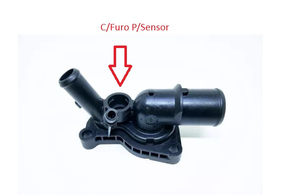 Carcaça Válvula Termostática - Palio 1.6/1.8 16v 2011 a 2017 -  Com Furo P/Sensor - Motor E.TORQ