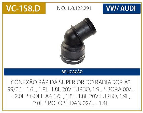 Flange Plástico Agua Radiador Superior - Golf A4 1.6 8v - EA111 após 2001...