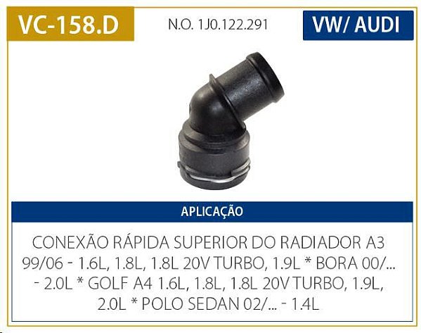 Flange Plástico Agua Radiador Superior - A3 1.6/1.8 8v 1999 a 2006