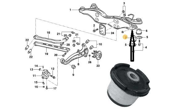 Bucha Eixo Suspensão Traseira - P/Dianteira - Travessa - Vectra 2.0/2.2 8v/16v 1996 a 2005