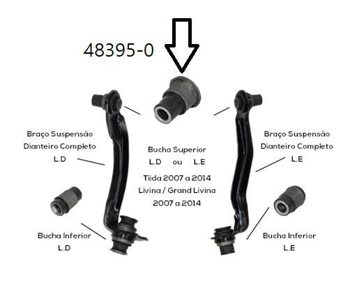 Bucha Quadro Braço/Tensor Dianteiro Superior - Tiida 1.8 16v 2007 a 2015