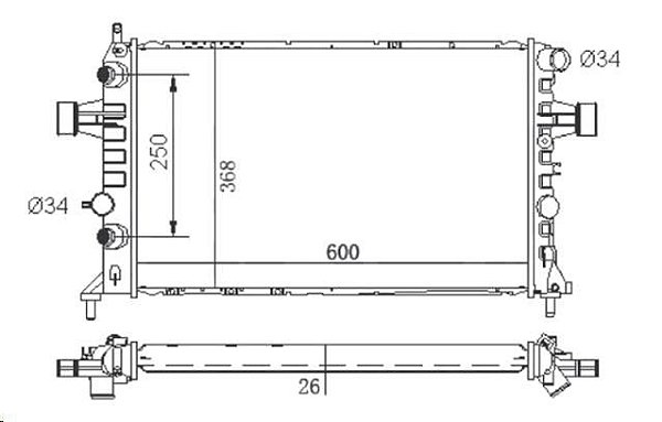 Radiador Agua - Astra 1.8/2.0 8v 1999 a 2009 - Automático - Com Ar Condicionado*