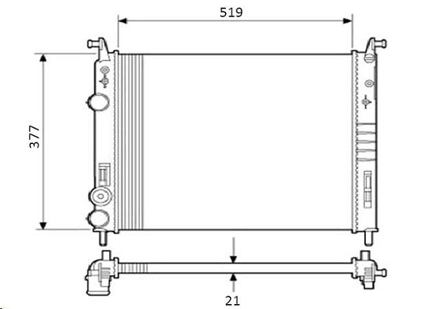 Radiador Agua - Visconde - Strada 1.3/1.4/1.8 8v 2001 a 2012- Sistema VALEO