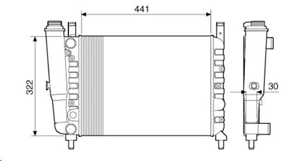 Radiador Agua - Fiorino 1.5 8v 1994 a 2009 - C/Reservatório / Sem Ar Condicionado*