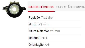 Retentor Motor Traseiro - Virabrequim/Mancal/Volante - Courier 1.6 8v 1999 a 2013
