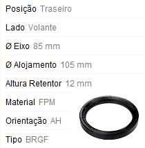 Retentor Motor Traseiro - Virabrequim/Mancal/Volante - Golf GLX 2.0 8v - AP 1994 a 2002