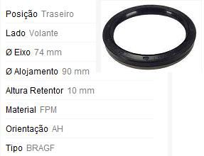 Retentor Motor Traseiro - Virabrequim/Mancal/Volante - Tempra 2.0 8v/16v 1992 a 1998